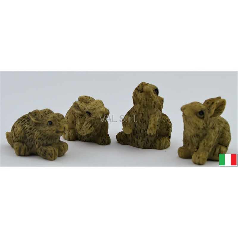 Set composed by 4 terracotta rabbits cm. 2