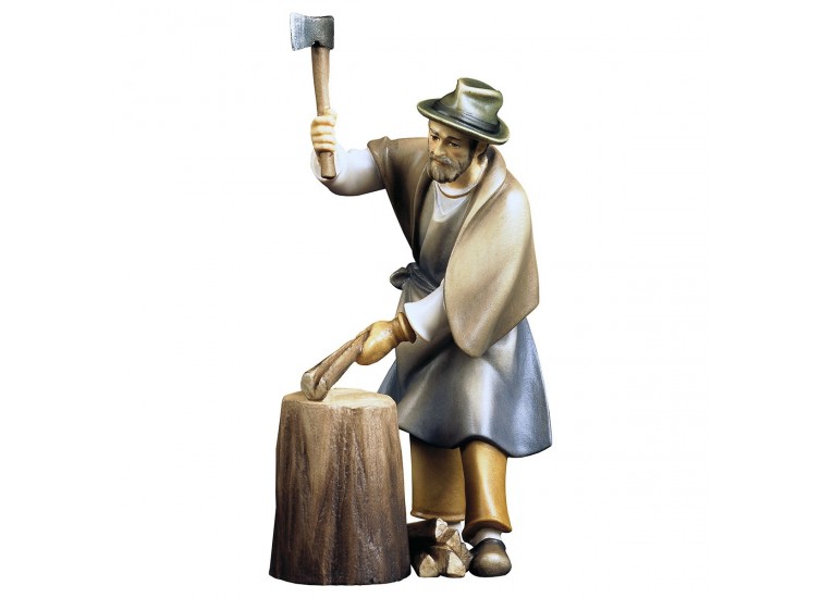 Woodman with wood stump