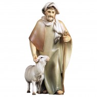 Shepherd with stick and sheep
