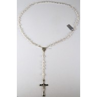 Rosary with white glass beads