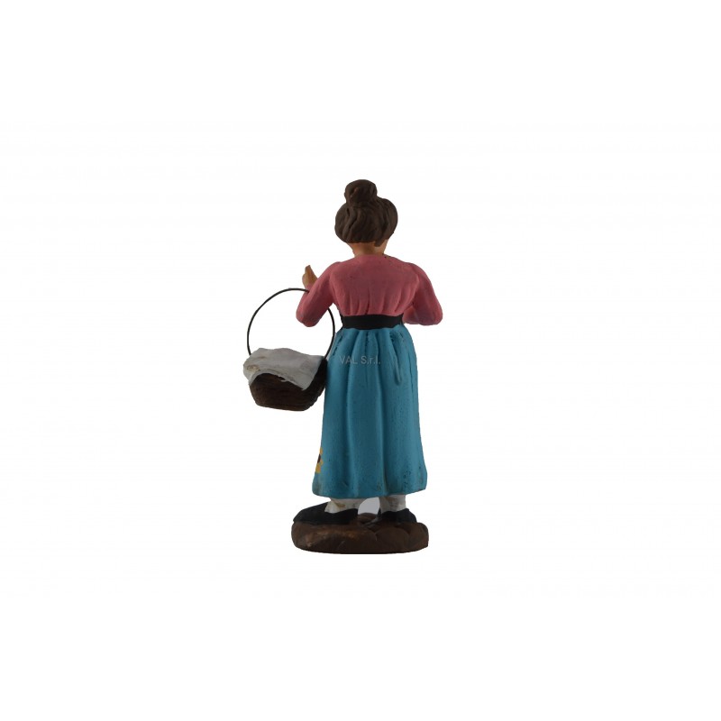 Woman with basket of cloths in painted terracotta 10 cm