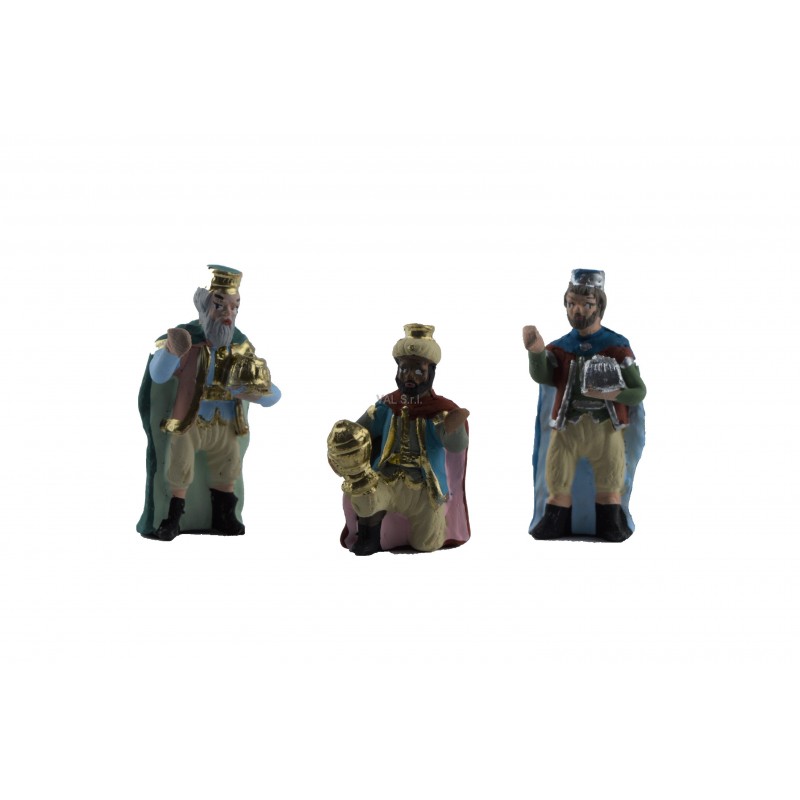 Three kings painted terracotta cm 4