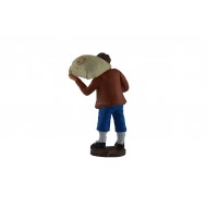 Man with sack on his shoulder in painted terracotta 10 cm