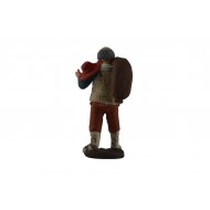 Old bagpiper in painted terracotta cm 10