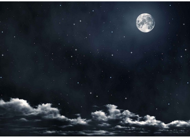 Night sky with moon 100x70