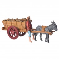 Cart with donkey and child Landi cm. 6