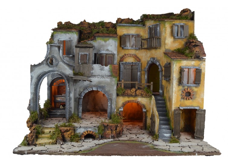 Presepe 71x50x60 with arches and oven for cm 10/12