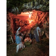 Complete Hut with Figurines and Lights for Presepe 38x28x30 cm (14.96x11.02x11.81In)