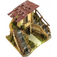Rustic crib house with double staircase 18x16x15 cm (7.08x6.29x5.90 In)