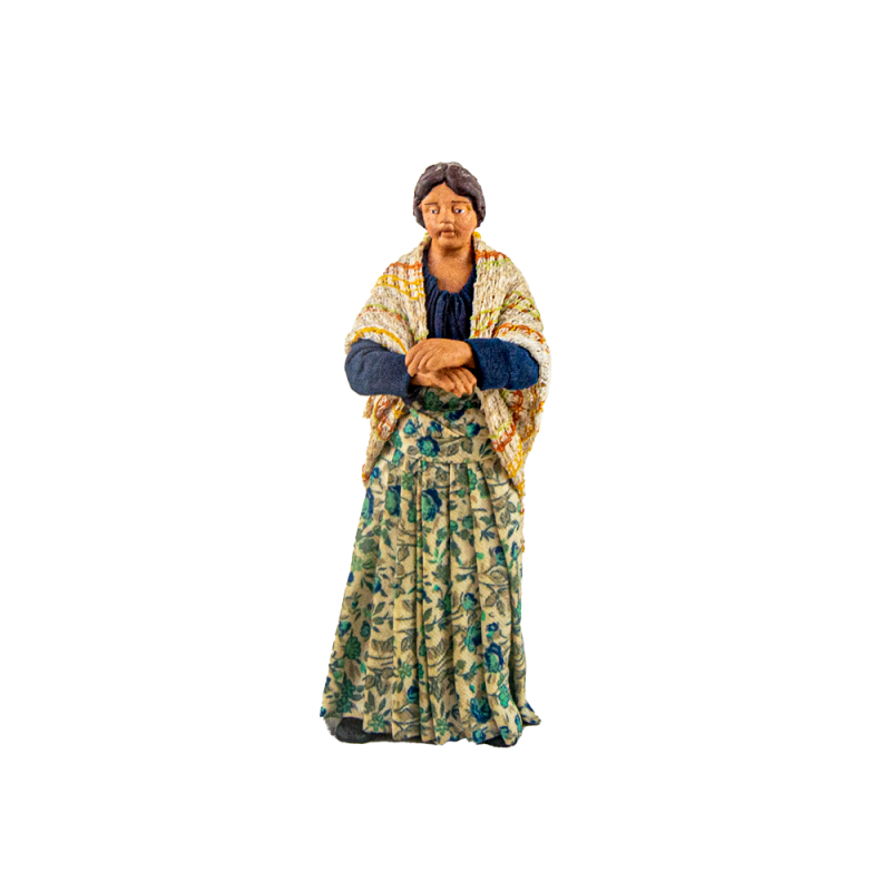 Facing woman cm 15 (5.90Inch) - Presepe Neapolitan Dressed Terracotta