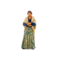 Facing woman cm 15 (5.90Inch) - Presepe Neapolitan Dressed Terracotta