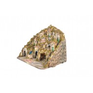 Pandorino with cave and houses 75x60x60 with lights and waterfall