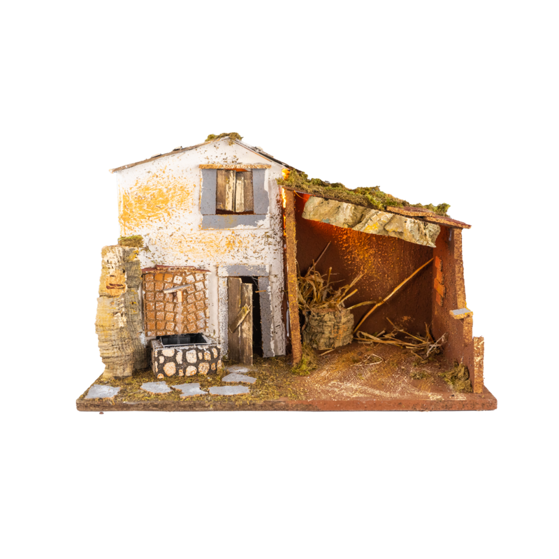Hollow lighted hut for Presepe 45x30x31 cm ( 17.71x11.81x12.20 Inch) with Fountain