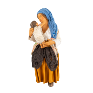 Sitting mother embracing baby 30 cm (11.81Inch) - Presepe Neapolitan Dressed Terracotta