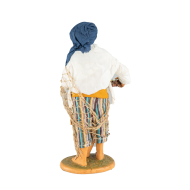 Standing Fisherman with Basket in Front 30cm (11.81Inch) - Presepe Neapolitan Dressed Terracotta