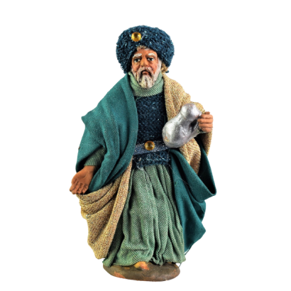 Wise man mulatto terracotta dressed with myrrh 10 cm