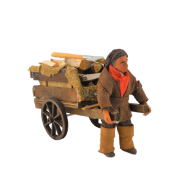 Man carrying cart in terracotta cm.10