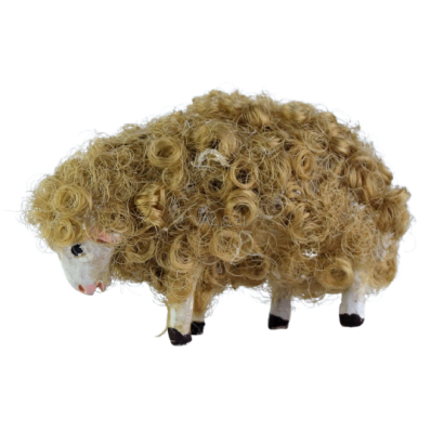 Sheep with wool in terracotta 10 cm