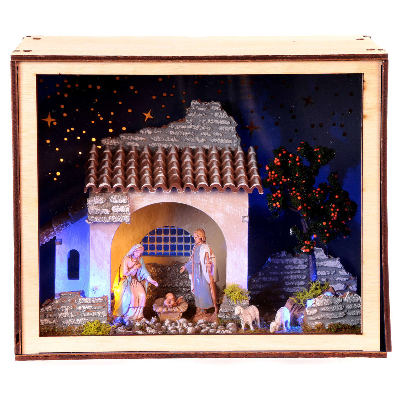 Nativity Box Illuminata |Natività completa Moranduzzo 20x25x20 (7,87x9,84x7,87 Inc)
